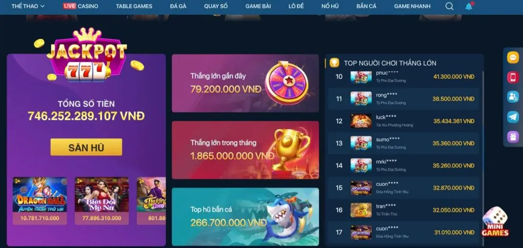 Các loại game Nổ Hũ đa dạng tại Hit Club 88